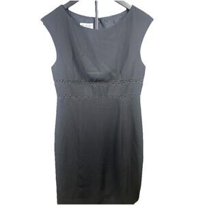 Warren’s Petites Sheath Dress Women’s Sz 8 Little Black Dress Crochet Career VTG